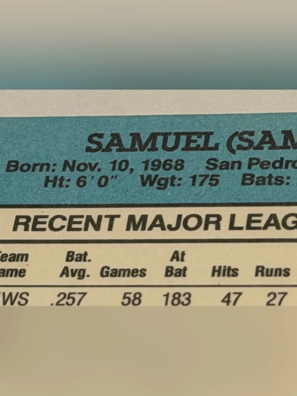 Sammy Sosa 1990 Double Error Donruss Baseball Card  Vintage